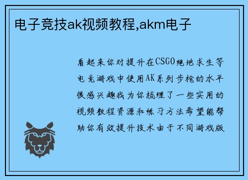 电子竞技ak视频教程,akm电子